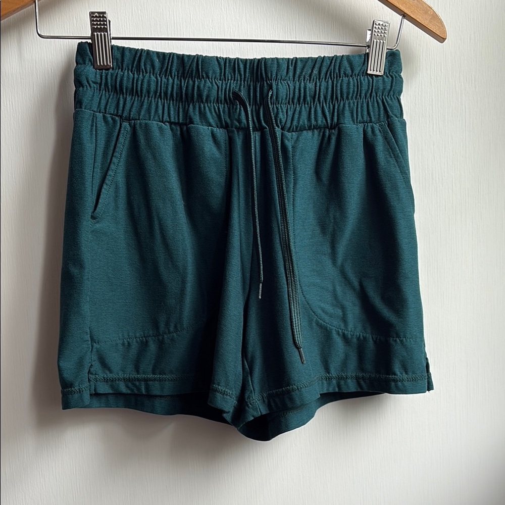 Teal Green Athletic Shorts with Elastic Waistband
